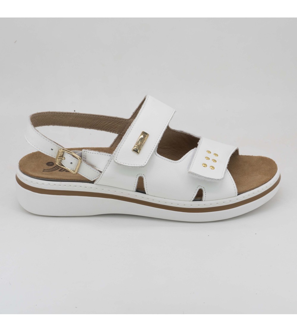 Susimoda Sandalo Predisposto Plantare 3 Velcro Pelle Bianco