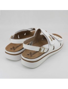 Susimoda Sandalo Predisposto Plantare 3 Velcro Pelle Bianco