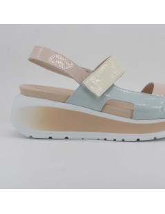 Callaghan Sandalo Zeppa Berta Multi Velcro Naplak Rosa Acqua