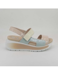 Callaghan Sandalo Zeppa Berta Multi Velcro Naplak Rosa Acqua