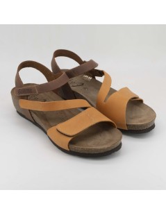 Sabatini Sandali Bio Zeppa Sughero Trasversale Nabuk Cuoio Arancio