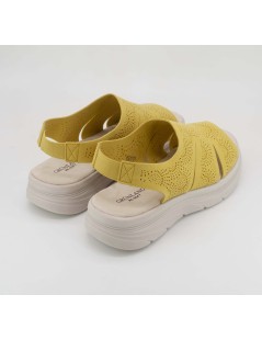 Grunland Sandalo Sport Extralight Laserato a Calza Giallo Paglia
