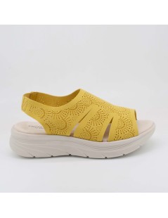 Grunland Sandalo Sport Extralight Laserato a Calza Giallo Paglia