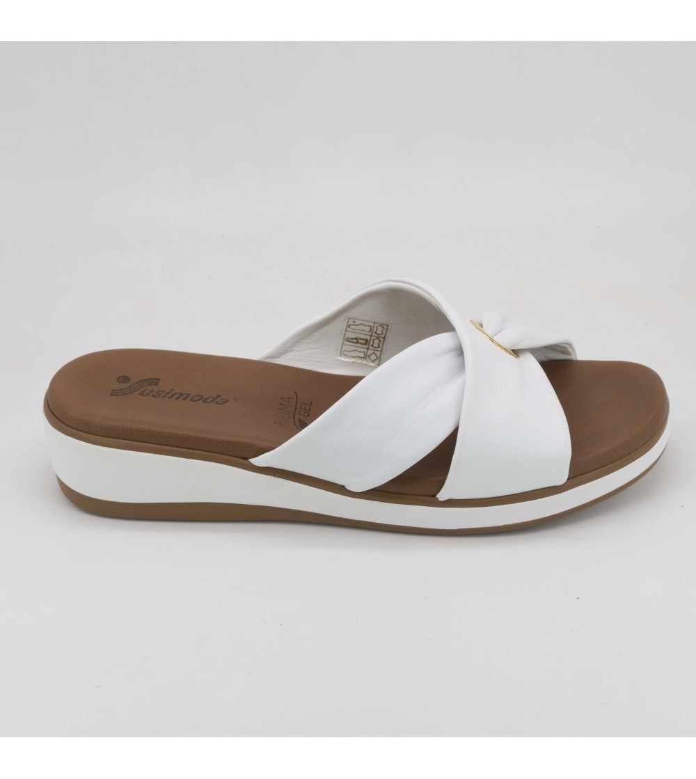 Susimoda Ciabatta Plantare Gel Zeppa Media Nappa Incrocio Bianco