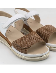 Ziviani Sandalo Comfort Artigianale Zeppa 2 Velcro Nappa Optic Bianco Cuoio