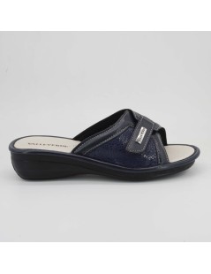 Valleverde Ciabatta Classic Sottopelle Velcro Elasticizzata Blu