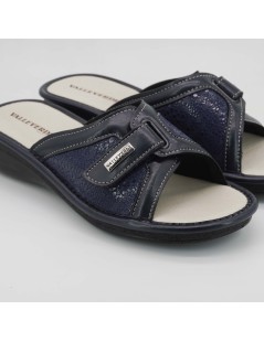Valleverde Ciabatta Classic Sottopelle Velcro Elasticizzata Blu