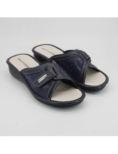 Valleverde Ciabatta Classic Sottopelle Velcro Elasticizzata Blu