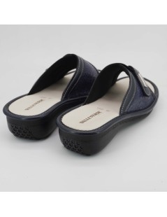 Valleverde Ciabatta Classic Sottopelle Velcro Elasticizzata Blu