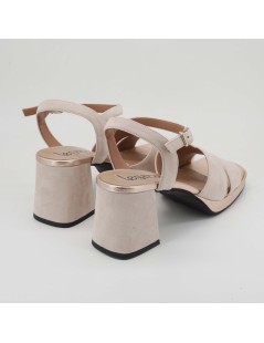 Le Gazzelle Sandalo Tacco Plateau Braccialetto Camoscio Cipria