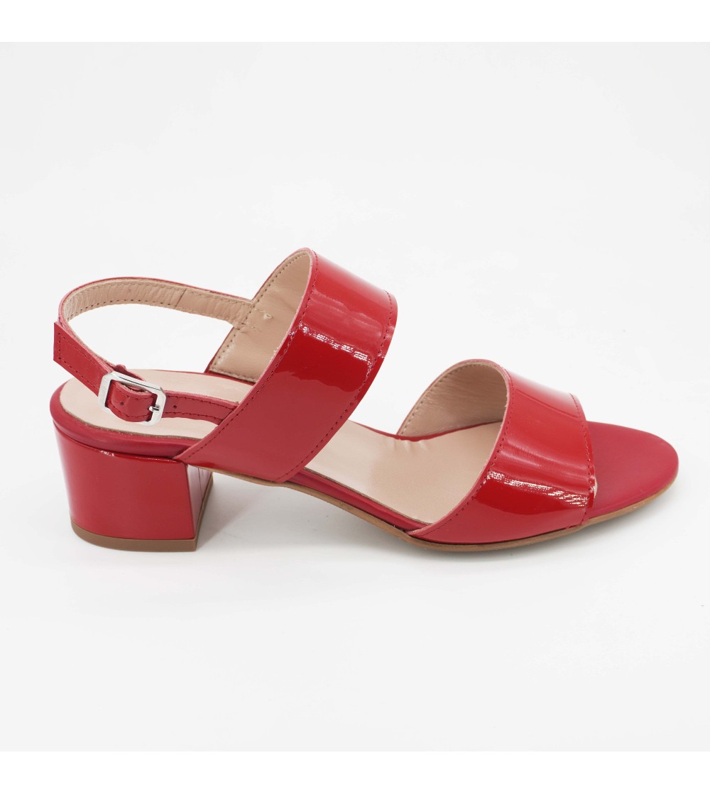 Daniela Rossi Sandalo Classico Doppia Fascia Vernice Rosso