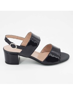 Daniela Rossi Sandalo Classico Doppia Fascia Vernice Blu Notte