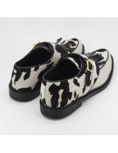 Hegos Monk Fibbia e Frangia Animalier Mucca Bianco Nero