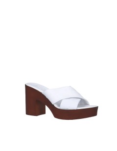 Cinzia Soft Ciabatta Zeppa Tacco Fascia Incrocio Bianco