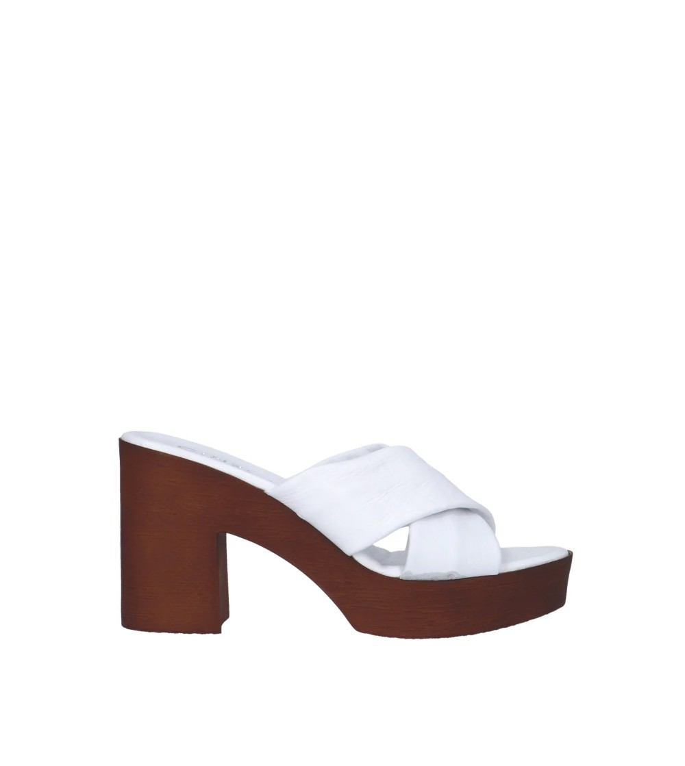 Cinzia Soft Ciabatta Zeppa Tacco Fascia Incrocio Bianco