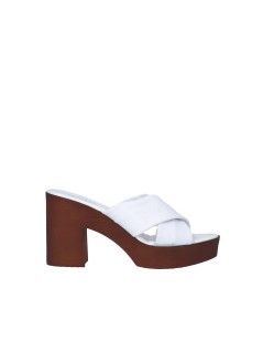 Cinzia Soft Ciabatta Zeppa Tacco Fascia Incrocio Bianco