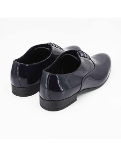 Premiere Stringate Oxford Cerimonia Fondo Gomma Spazzolato Blu Notte