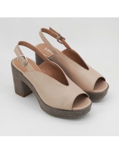 Lazzari Felici Sandalo Tacco Plateau Scollo V Nappa Nude