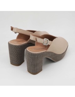 Lazzari Felici Sandalo Tacco Plateau Scollo V Nappa Nude