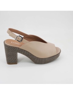 Lazzari Felici Sandalo Tacco Plateau Scollo V Nappa Nude