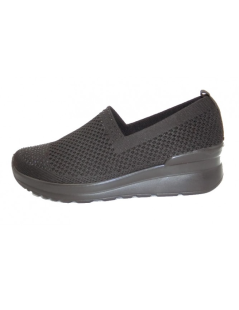 CO.mfort Slipon Zeppa Media Tessuto Memory Elastico Nero