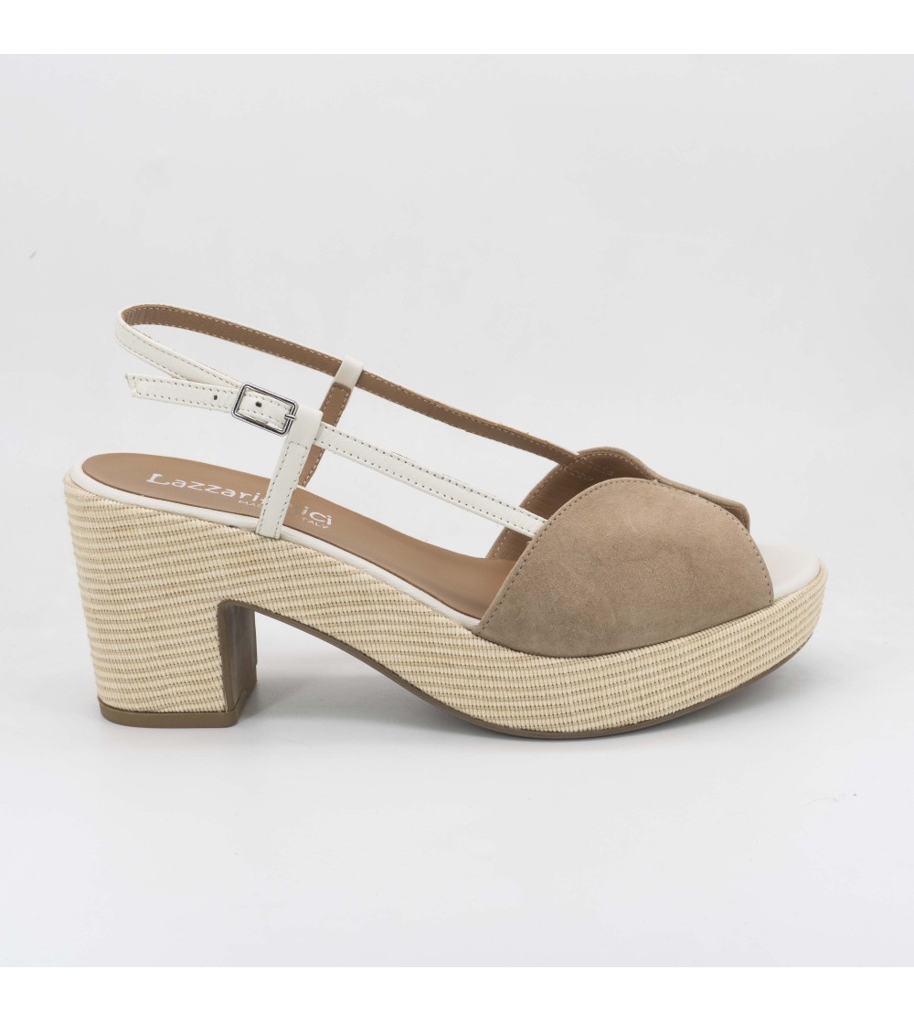 Lazzari Felici Sandalo Tacco Plateau Farfalla Nabuk Sandalo