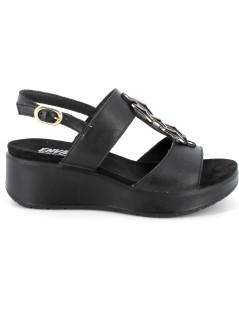 Enval Soft Sandalo Zeppa Media Doppi T Catena Nero