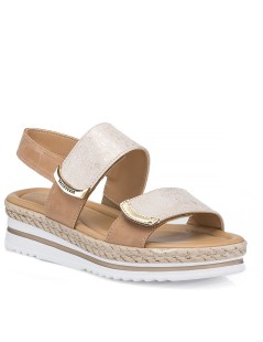 Valleverde Sandalo Doppio Velcro Fascetta con Elastico Oro