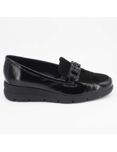 Soffice Sogno Mocassino Comfort Zeppa Camoscio Naplak Nero
