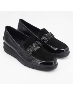 Soffice Sogno Mocassino Comfort Zeppa Camoscio Naplak Nero