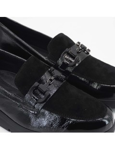 Soffice Sogno Mocassino Comfort Zeppa Camoscio Naplak Nero