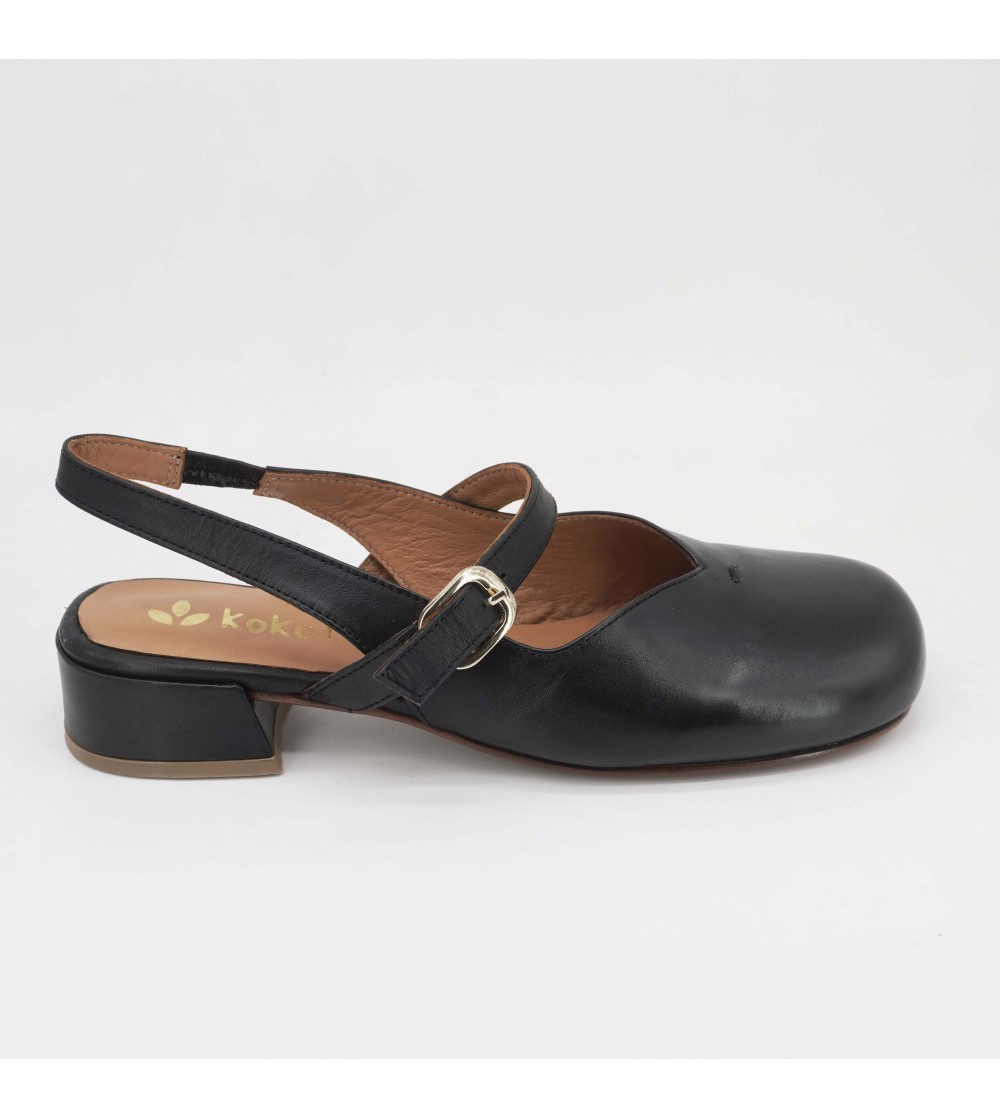 Koko.lab Slingback Tacco Mary Jane Nappa Nero