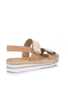 Valleverde Sandalo Doppio Velcro Fascetta con Elastico Oro