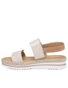 Valleverde Sandalo Doppio Velcro Fascetta con Elastico Oro