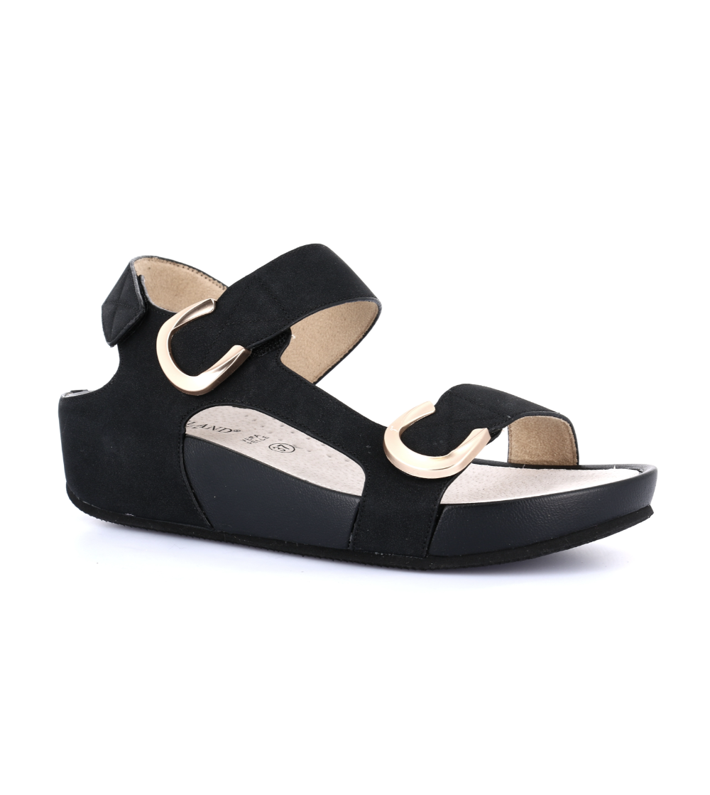 Grunland Sandalo Doppio Velcro Nero