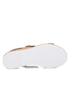 Valleverde Sandalo Doppio Velcro Fascetta con Elastico Oro