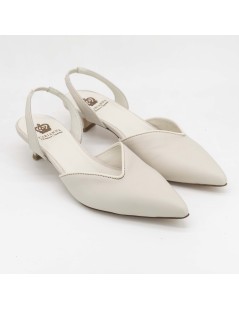 L' Arianna Slingback Tacco Medio Scollo Goccia Nappa Latte