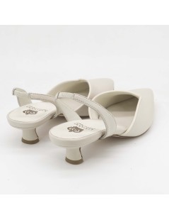 L' Arianna Slingback Tacco Medio Scollo Goccia Nappa Latte