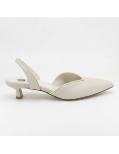 L' Arianna Slingback Tacco Medio Scollo Goccia Nappa Latte