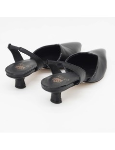L' Arianna Slingback Tacco Medio Scollo Goccia Nappa Nero
