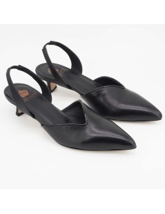 L' Arianna Slingback Tacco Medio Scollo Goccia Nappa Nero