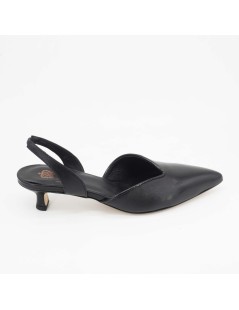 L' Arianna Slingback Tacco Medio Scollo Goccia Nappa Nero