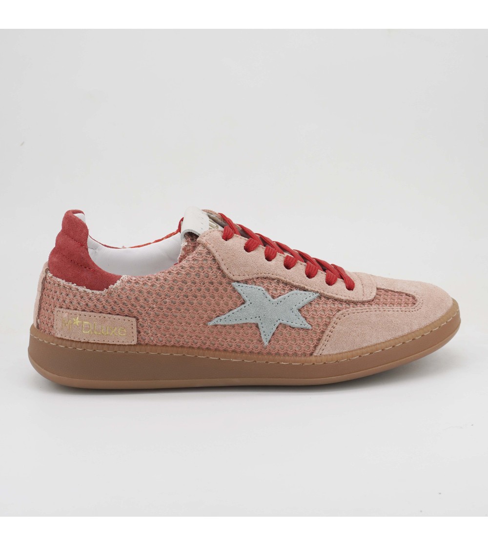 Méliné Sneakers Golden Goo Star Camoscio Rete Pesca Rosso