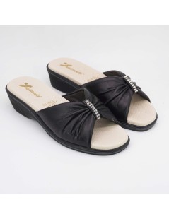 Susimoda Ciabatta Comfort Monofascia Piuma Strass Nappa Nero