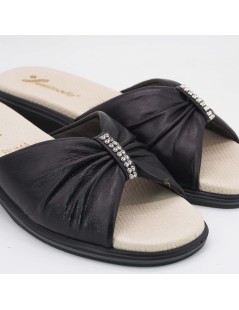 Susimoda Ciabatta Comfort Monofascia Piuma Strass Nappa Nero