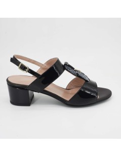 Daniela Rossi Sandalo Classic Doppia Fascia Accessorio Vernice Nero