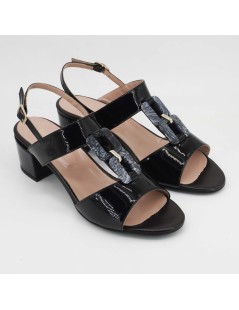 Daniela Rossi Sandalo Classic Doppia Fascia Accessorio Vernice Nero