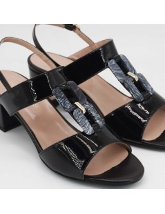 Daniela Rossi Sandalo Classic Doppia Fascia Accessorio Vernice Nero