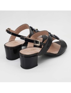 Daniela Rossi Sandalo Classic Doppia Fascia Accessorio Vernice Nero