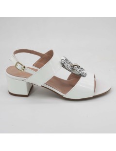 Daniela Rossi Sandalo Classic Doppia Fascia Accessorio Vernice Bianco